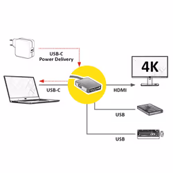 ROLINE 12.02.1120 laptop dock/port replicator Wired USB 3.2 Gen 1 (3.1 Gen 1) Type-C Gold
