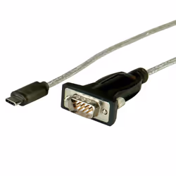 ROLINE 12.02.1164, Black, 1.8 m, USB Type-C, DB-9, Male, Male