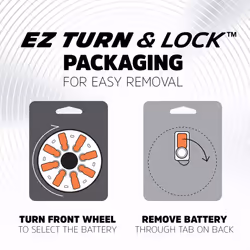 Hearing Aid Batteries, Size 13, EZ Turn & Lock, Pack of 8 , Orange - Additional view 6