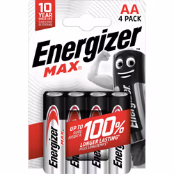 Energizer MAX AA, Single-use battery, AA, Alkaline, 1.5 V, 4 pc(s), Cd (cadmium), Hg (mercury)