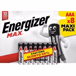 Energizer MAX AAA, Single-use battery, AAA, Alkaline, 1.5 V, 8 pc(s), Cd (cadmium), Hg (mercury)