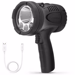 Rechargeable Torch, LED Super Bright Spotlight, Water and Impact Resistant for Work, up to 600 Lumens, USB Charging Cable Inc ...