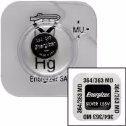 Energizer 363/364, Single-use battery, Silver-Oxide (S), 1.55 V, 1 pc(s), 20 mAh, Silver
