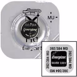 Energizer 384/392, Single-use battery, Silver-Oxide (S), 1.55 V, 1 pc(s), 45 mAh, Silver