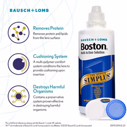 Boston Simplus Multi Action Solution 4 X 120ml - for Rigid Gas Permeable (RGP) Contact Lenses - Clean, Disinfect, Remove Protein, Condition,