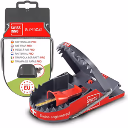 SWISSINNO Rat Trap PRO SuperCat x1 - Catch & Kill - Humane Europe Design - Easy to Use, Safe & Reusable
