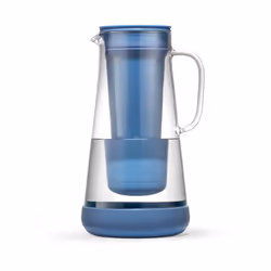LifeStraw Home- Water Filter Pitcher 7-Cup Glass with Silicone Base Stormy Blue for Everyday Protection Against Bacteria ...