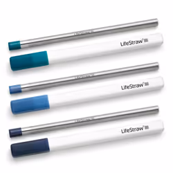 LifeStraw Sip 3-Pack Reusable Stainless Steel Water Filter Drinking Straw with 3 Carry Cases Removes Microplastics Bacteri ...