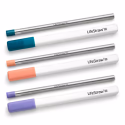 LifeStraw Sip 3-Pack  Reusable Stainless Steel Water Filter Drinking Straw with 3 Carry Cases  Removes Microplastics  Bacteri ...