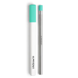 LifeStraw Sip - Reusable Stainless Steel Water Filter Drinking Straw with Carry Case  Removes Microplastics  Bacteria and Parasites for Travel and Eve