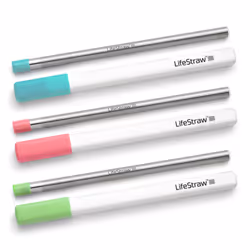 LifeStraw Sip 3-Pack  Reusable Stainless Steel Water Filter Drinking Straw with 3 Carry Cases  Removes Microplastics  Bacteri ...