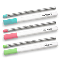LifeStraw Sip 3-Pack  Reusable Stainless Steel Water Filter Drinking Straw with 3 Carry Cases  Removes Microplastics  Bacteria and Parasites for Trave