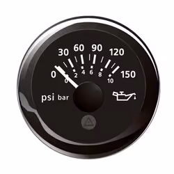 VDO A2C59514118 Marine 2-1/16 [52mm] Viewline Oil Pressure Indicator [8-16v] 0 to 150 Psi - Black Dial & Round Bezel