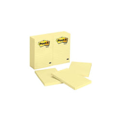 3M Office Products  Canary Yellow Sticky note Notes With Lined, 4 x 6 in.