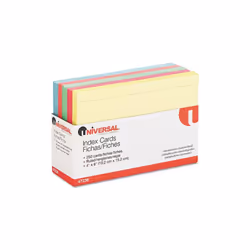 Universal Index Cards 4 x 6 Blue/Salmon/Green/Cherry/Canary 250/Pack