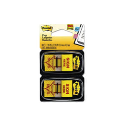3M  Message Flags    Sign Here    Yellow  Two 50-Flag Dispensers per Pack