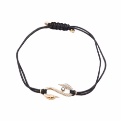 Swarovski Power Collection Black Cord Swan Bracelet