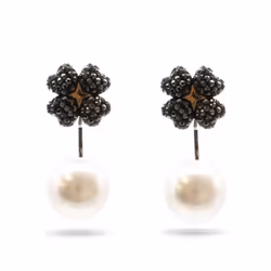 Swarovski Latisha Silver & Black Pearl Earrings