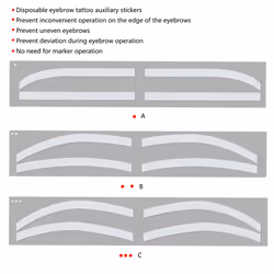 6 Pairs Eyebrow Tattoo Auxiliary Sticker, Disposable Adhesive Template Sticker with 3 Arc Styles, Prevent Uneven Eyebrows, Easy to Use for