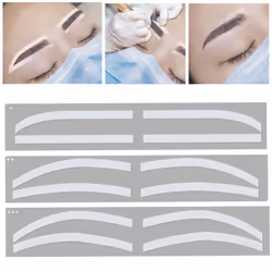 6 Pairs Eyebrow Tattoo Auxiliary Sticker, Disposable Adhesive Template Sticker with 3 Arc Styles, Prevent Uneven Eyebrows, Easy to Use for