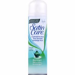 Gillette Satin Care Sensitive Skin, Shaving gel, Sensitive skin, 200 ml, Aqua, Palmitic Acid, Triethanolamine, Isopentane, Gl ...
