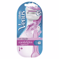 Gillette Venus & Olay Sugarberry Comfortglide Razor with Moisture Bars Soft Grip
