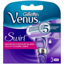 Gillette Venus Swirl Razor Blades 5 Contour Blades MoistureGlide Serum Pack of 3