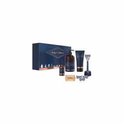 King C. Gillette Beard Grooming Kit for Men, Neck Razor + 3 Razor Blade Refills + Shave Gel, 150 ml + Beard And Face Wash, 35 ...