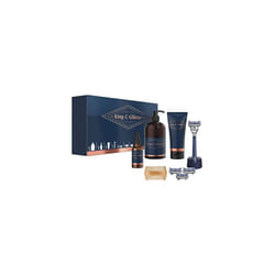 King C. Gillette Beard Grooming Kit for Men, Neck Razor + 3 Razor Blade Refills + Shave Gel, 150 ml + Beard And Face Wash, 350 ml + Beard Oil, 30