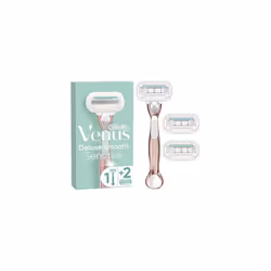 Gillette Venus Deluxe Smooth Sensitive Women's Razor + 3 Razor Blade Refills, with Rose Gold Metal Handle, Lubrastrip with A ...