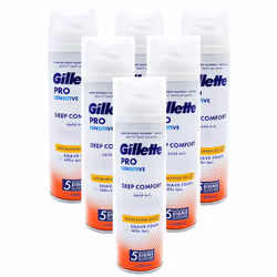 6 x 250ml Gillette Pro Sensitive Deep Comfort Shave Foam with Eucalyptus Oil