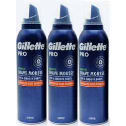 3 x 240ml Gillette Pro Sensitive Shave Mousse