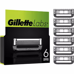 Gillette Labs Razor Blades Men, Pack of 6 Razor Blade Refills, Compatible with GilletteLabs with Exfoliating Bar and Heated R ...