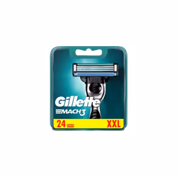 Gillette Mach3 Razor Blades Men, Pack of 24 Razor Blade Refills, Stronger Than Steel Blades, Enhanced Lubrastrip