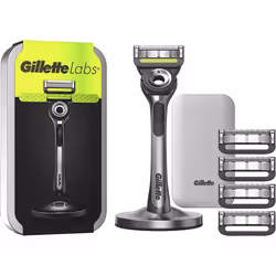 Labs With Exfoliating Bar, Gillette Men's Razor 1 Handle, 5 Blade Refills, With Travel Case, Gift Box Idea For Men