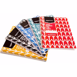 Amazon Basics College Ruled Wirebound Spiral Notebook  70 Sheet - 5-Pack  Assorted Lattice Pattern Colors