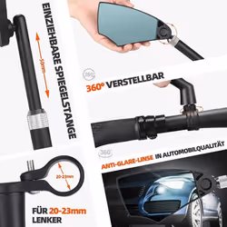 Bicycle Mirror Retractable & 360 Adjustable - Rear View Mirror Bicycle Anti-Glare for Ebikes MTB Road Bike - Left-1