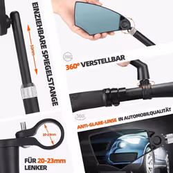 Bicycle Mirror Retractable & 360 Adjustable - Rear View Mirror Bicycle Anti-Glare for Ebikes MTB Road Bike - Right-1