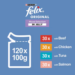 Felix Mixed Selection in Jelly Cat Food, 120 Pouches, 120 x 100 g