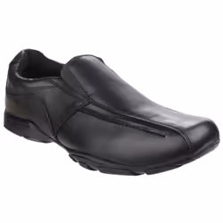 ) Hush Puppies Bespoke Senior Leather Boys's Black Loafers - Black, 6 (Adults'