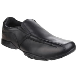 ) Hush Puppies Bespoke Senior Leather Boys's Black Loafers - Black, 6 (Adults'