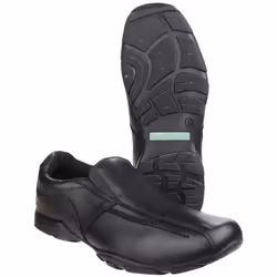 ) Hush Puppies Bespoke Senior Leather Boys's Black Loafers - Black, 8 (Adults'
