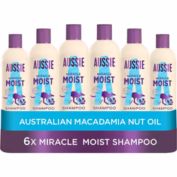 Aussie Miracle Moist Shampoo 300 ml - Pack of 6, Cruelty free