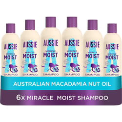 Aussie Miracle Moist Shampoo 300 ml - Pack of 6, Cruelty free