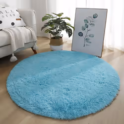 Round Rug, Modern High Pile Rug, Bedroom Bedside Rug, Comfortable and Soft Non-Slip Shaggy Floor Mat, Fluffy Carpet,Royal Blu ...