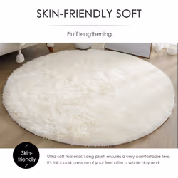 Round Rug, Modern High Pile Rug, Bedroom Bedside Rug, Comfortable and Soft Non-Slip Shaggy Floor Mat, Fluffy Carpet,Royal Blue,60cm/24inch