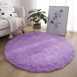 Round Rug, Modern Shaggy Area Rug, Bedroom Bedside Rug, Comfortable Soft Anti-Slip Shaggy Floor Mat, Fluffy Carpet,Purple,60c ...