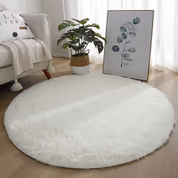 Round Rug, Modern Shaggy Area Rug, Bedroom Bedside Rug, Comfortable Soft Anti-Slip Shaggy Floor Mat, Fluffy Carpet,White,60cm ...