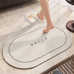 Non Slip Diatomite Stone Bath Mat Anti Mildew Quick Dry Minimalist Ellipse Diatom Stone Bath Mat Rubber Absorbent Shower Mat ...