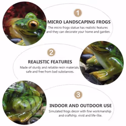 2pcs Frog Statue Resin Animal Garden Statue Funny Frog Sculpture Suitable for Home Desk Decoration-